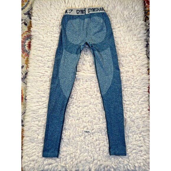 Gymshark Dry Blue Med Marl Leggings Yoga Logo Waistband Full Length Stretch - Picture 2 of 6